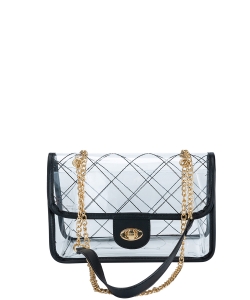 High Quality Quilted Clear PVC Bag BA510003 BLACK